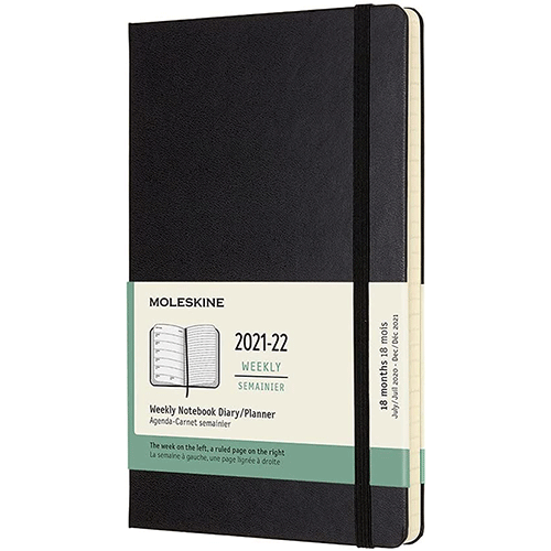Moleskine 2022 | Weekly Planner 18 Month | Hardcover Black Large