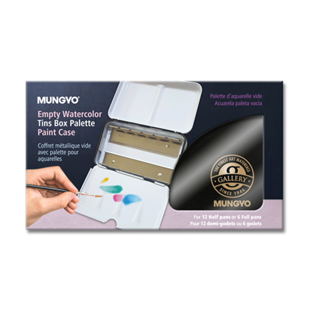 MUNGYO Professional Watercolor Set, Tin Case, 12 Colors, Metallic Colors