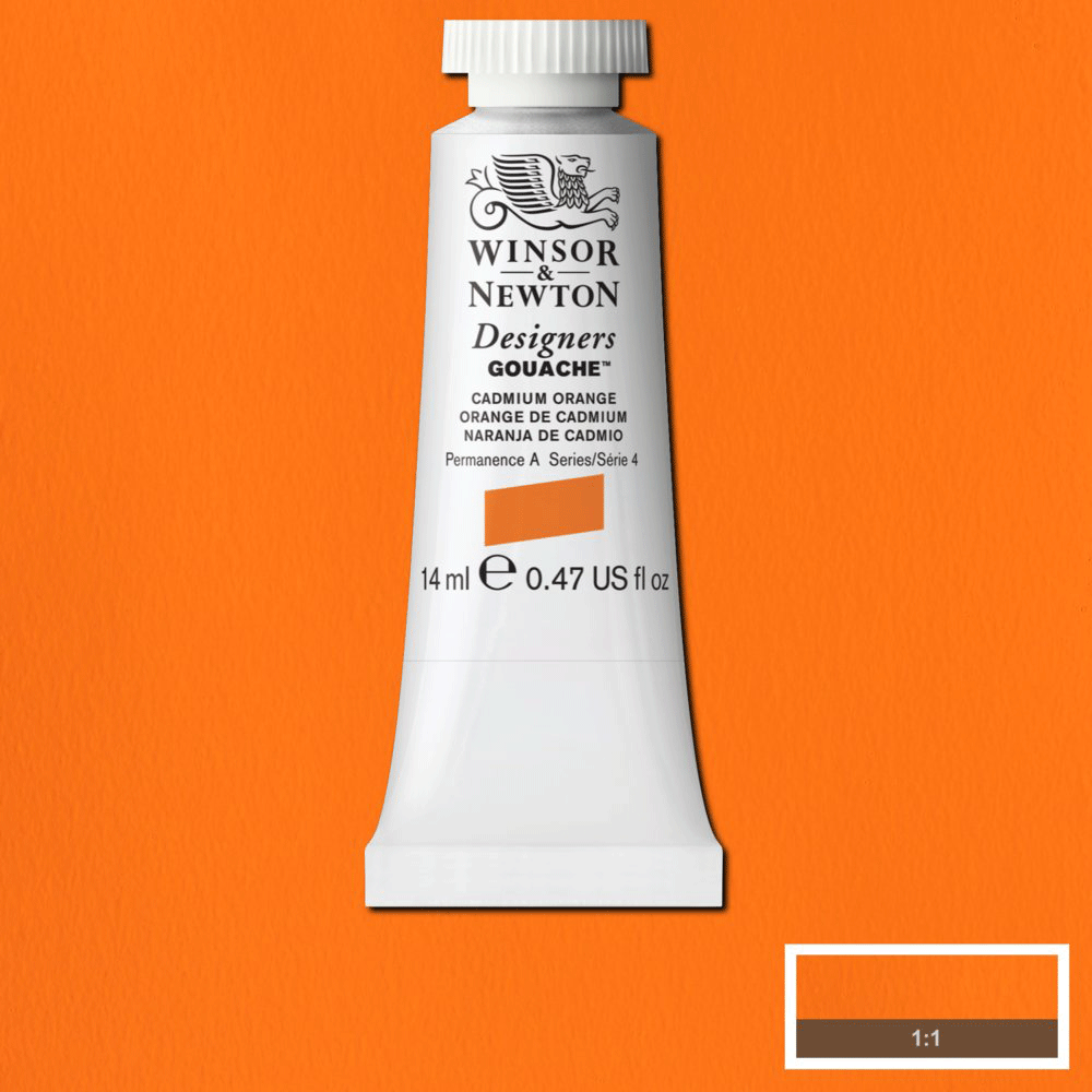 Winsor & Newton Designers' Gouache - 14ml Tube - Cadmium Orange