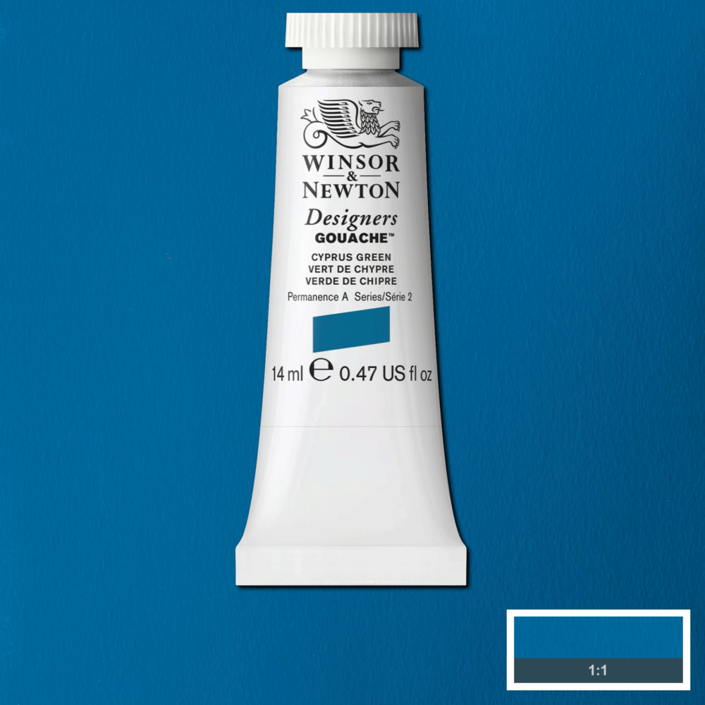 Winsor & Newton Designers' Gouache - 14ml Tube - Cyprus Green