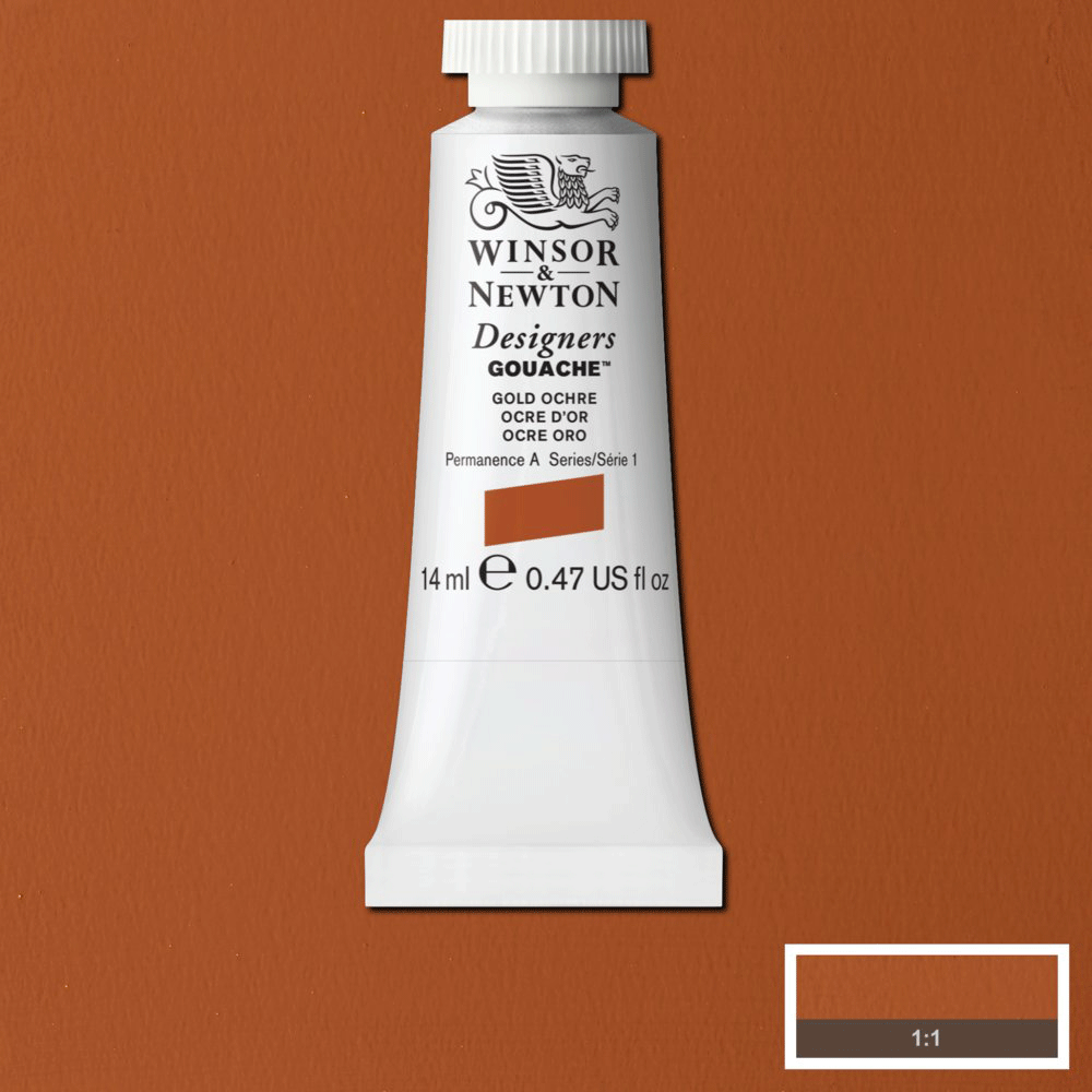 Winsor & Newton Designers' Gouache - 14ml Tube - Gold Ochre