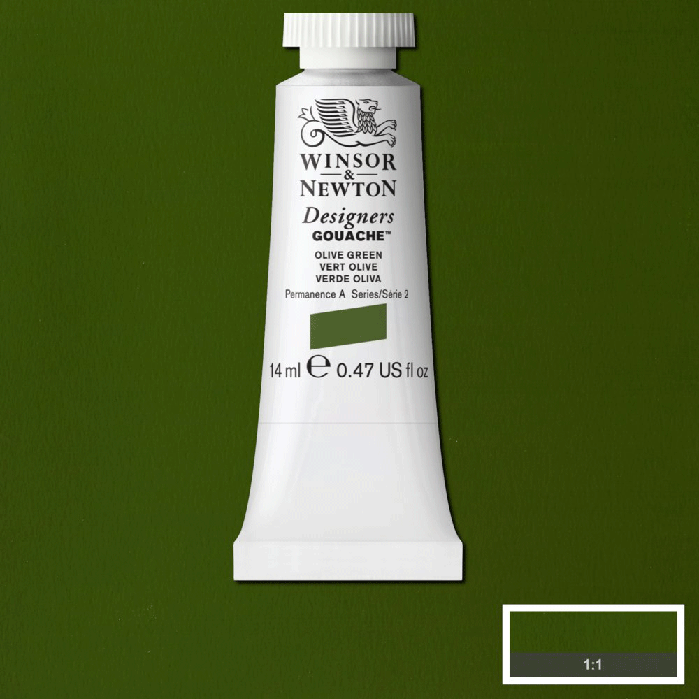 Winsor & Newton Designers' Gouache - 14ml Tube - Olive Green