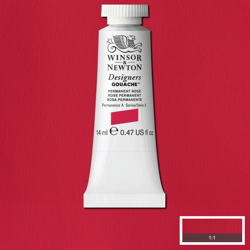 Winsor & Newton Designers' Gouache - 14ml Tube - Permanent Rose