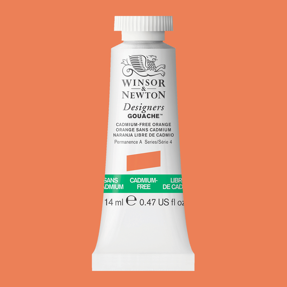 Winsor & Newton Designers' Gouache - 14ml Tube - Cadmium-Free Orange