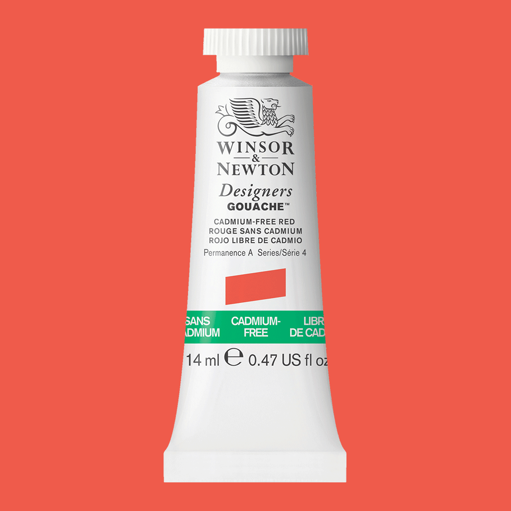 Winsor & Newton Designers' Gouache - 14ml Tube - Cadmium-Free Red