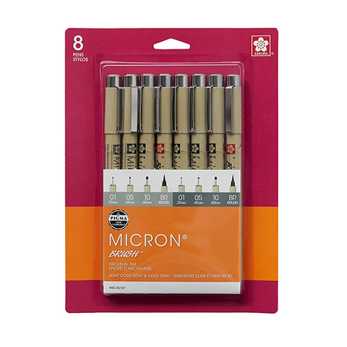 Sakura Pigma Micron Grey - 8 pack 