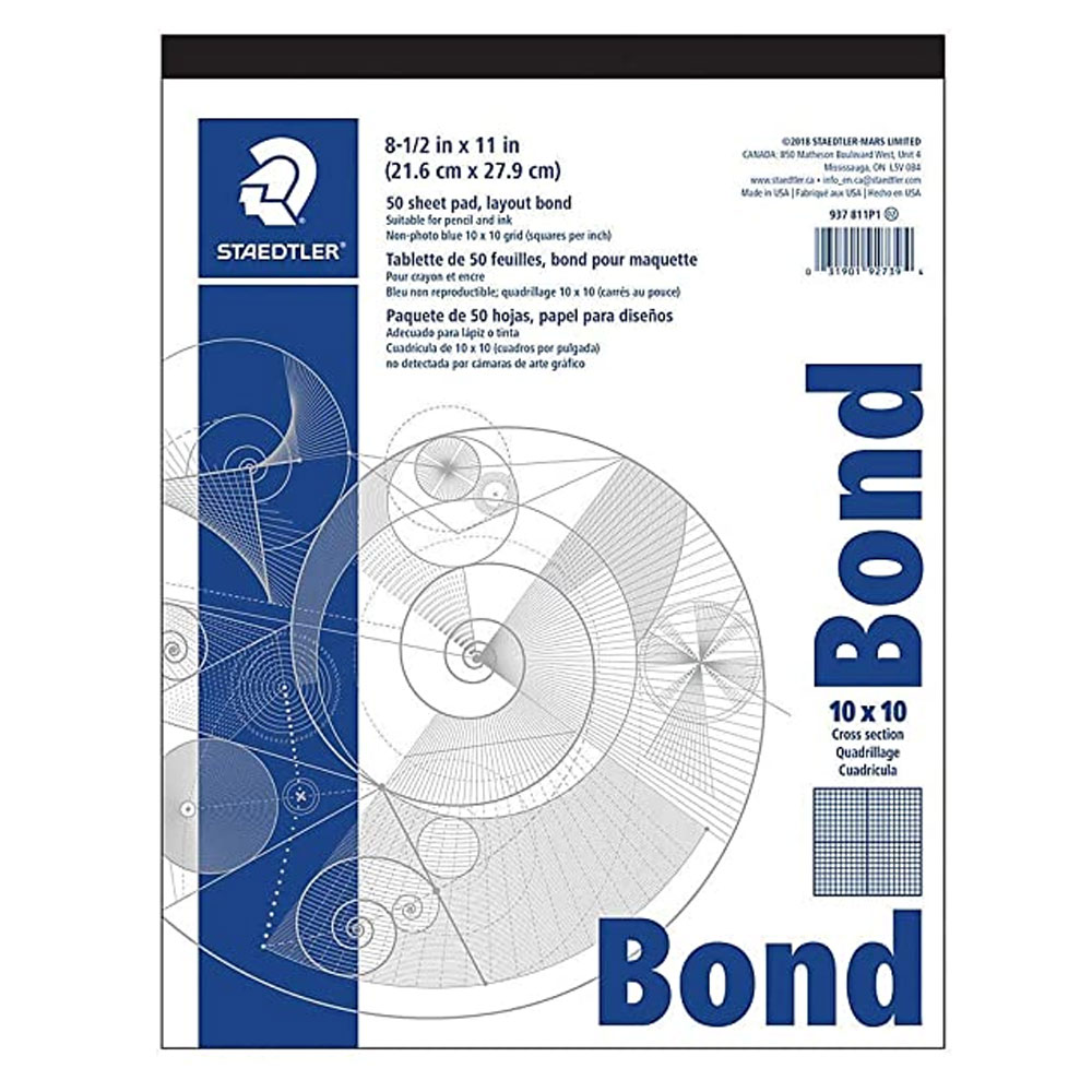 Staedtler Bond Paper 17 x 22 White With Blue Grid 50 Sheets