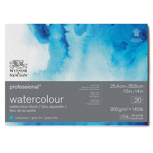 Winsor & Newton - Watercolour Professional Cold Press Block - 20 sheets  10” x 14”