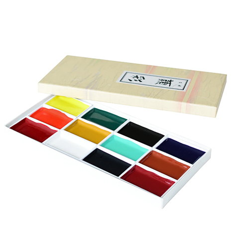 Yasutomo Sumi-e Watercolour Set - Traditional Colours, Set of 12