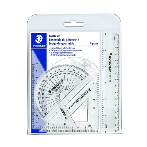 Staedtler Clear Plastic Math Set - 4pc