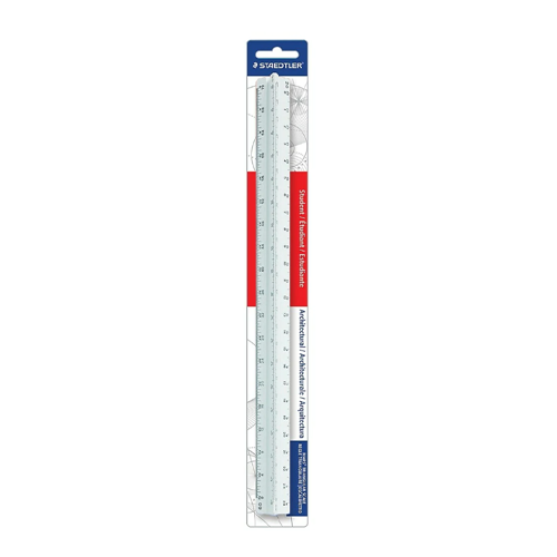 300mm Rulex architects triangular scale ruler, plastic - metric A