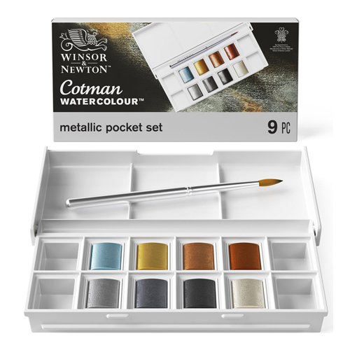 Winsor & Newton - Cotman Metallic Watercolour - Set of 8 Half Pans