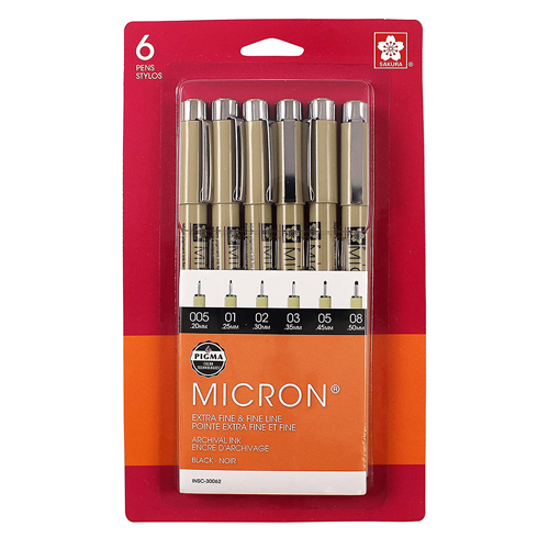 Sakura Pigma Micron Pens Set of 6 - Black