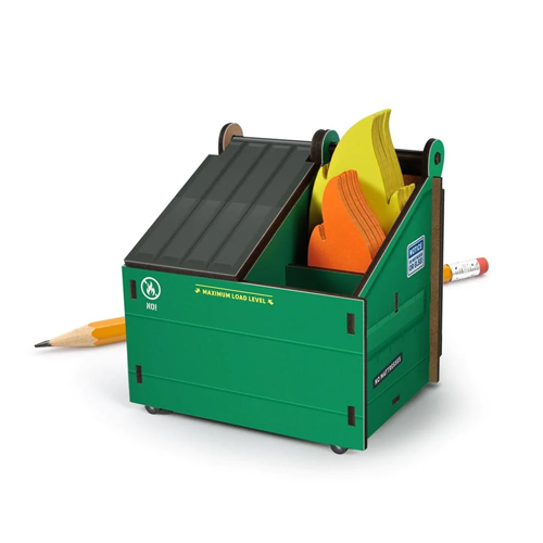 Fred Desk Dumpster Pencil Holder with Note Cards