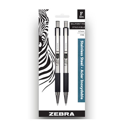 Zebra Steel Pen F-301 Black - 2 pack