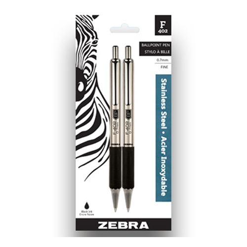 Zebra Steel Pen F-402 - Black - 2 pack
