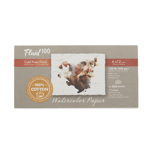 Fluid 100 Watercolor Paper Block, Cold Press, 300lb, 8 x 8, 10 Sheets/Block