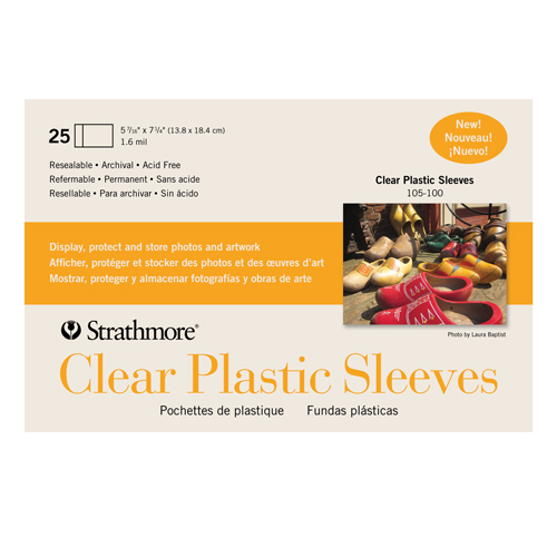 Strathmore Clear Plastic Sleeves - 5" x 7.25" - Pack of 25