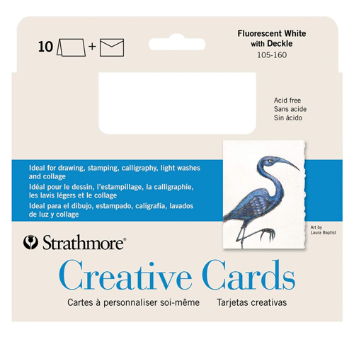Strathmore Creative Cards - 5" x 7" - Pack/10 White Deckle