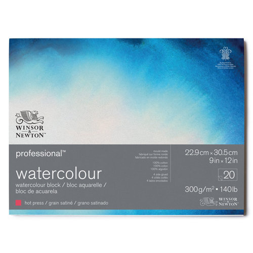 Winsor & Newton - Watercolour Professional Hot Press Block - 20 sheets  9 x 12