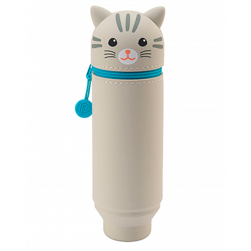 PuniLabo Stand Up Pen Case - Light Grey Cat