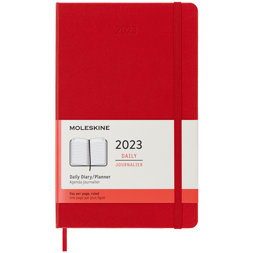 Moleskine - 2023 Daily 12-month Planner - Large, Red, Hard Cover