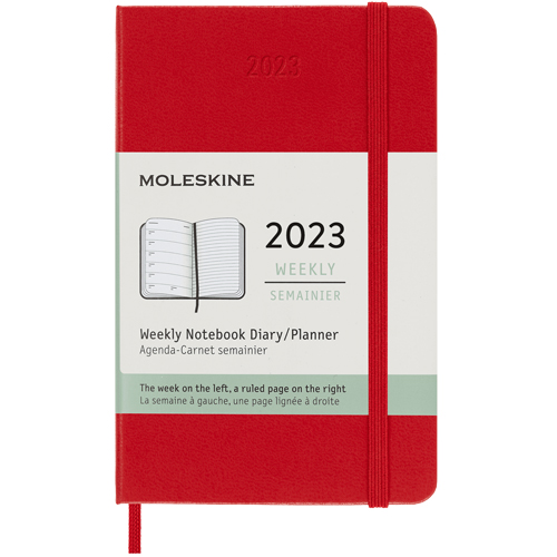 Moleskine - 2023 Weekly 12-month Planner - Pocket Size, Red, Hard Cover