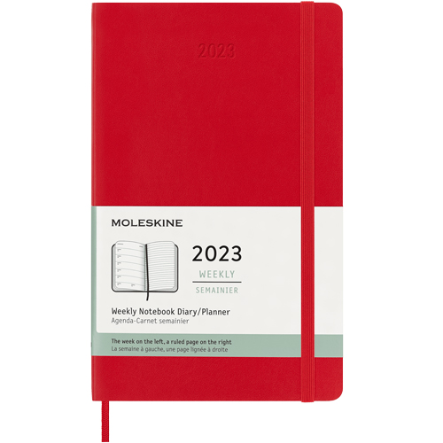Moleskine - 2023 Weekly 12-month Planner - Large, Red, Soft Cover