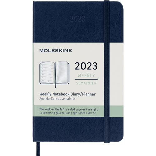 Moleskine - 2023 Weekly 12-month Planner - Pocket Size, Blue, Hard Cover