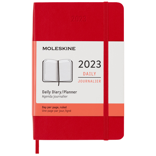 Moleskine - 2023 Daily 12-month Planner - Pocket Size, Red, Soft Cover
