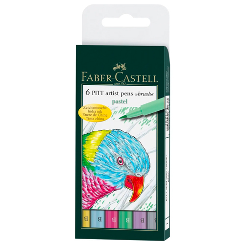 Pitt Artist Pen Brush India ink pen, wallet of 6, Springtime