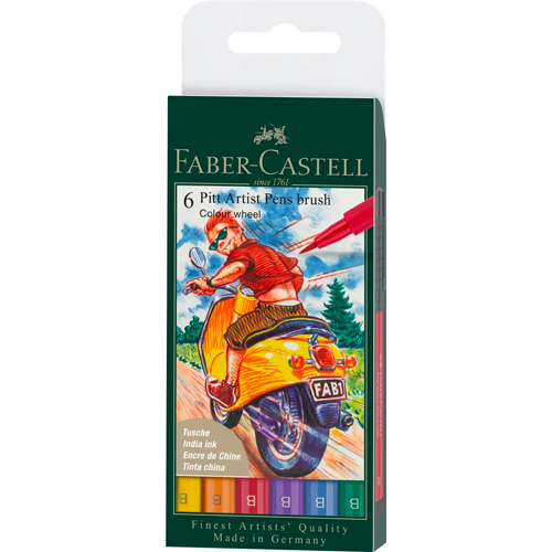 Pitt Artist Pen Brush India ink pen, wallet of 6, Landscape