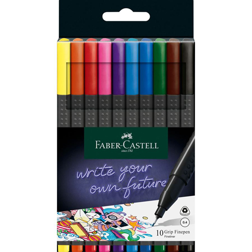 Faber-Castell Grip Finepen  0.4mm  Wallet Set of 10