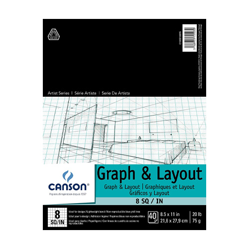 Canson Graph & Layout Pad 8 x 8 grid - 8.5 x 11in. - 40 sheets