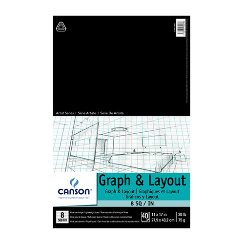 Canson Graph & Layout Pad 8x8 grid - 11 x 17in. - 40 sheets