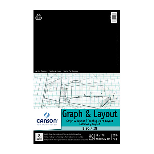 Bienfang Cross-Section Graph Paper - 8-1/2'' x 11'', 8 x 8 Grid, 50 Sheets