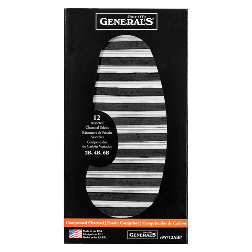 General's Compressed Charcoal - Assorted, Pack of 4 - Compressed Charcoal