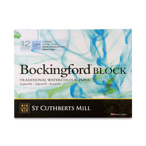 St. Cuthberts Mill Bockingford Watercolor Paper Pad - 16x12-inch White  Water Color Paper for Artists - 12 Sheets of 140lb Cold Press Watercolor  Paper