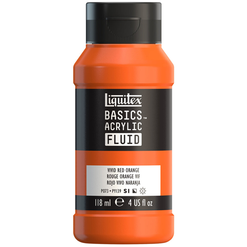 Liquitex Basics Fluid - Vivid Red Orange - 118mL