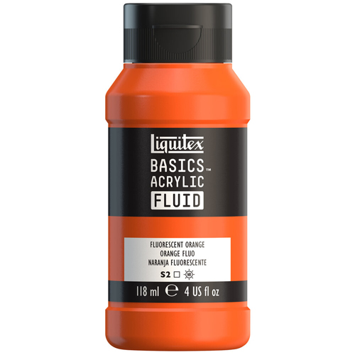 Liquitex Basics Fluid - Fluorescent Orange - 118mL