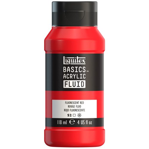 Liquitex Basics Fluid - Fluorescent Red - 118mL