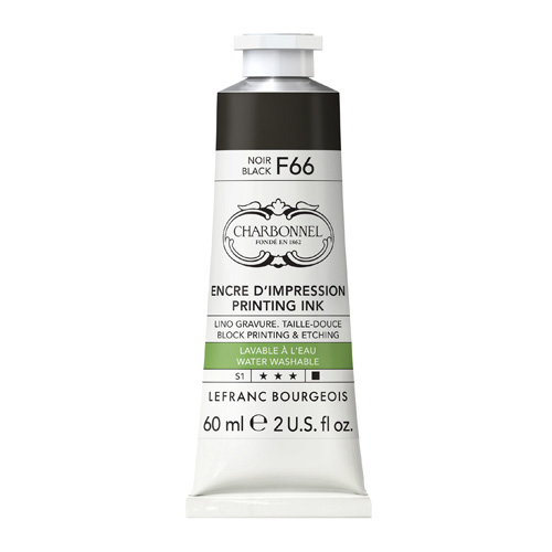 Charbonnel Water Washable Printing Ink – Black F66 – 60ml