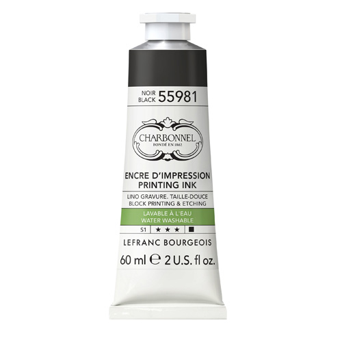 Charbonnel Water Washable Printing Ink  Black 55981  60ml