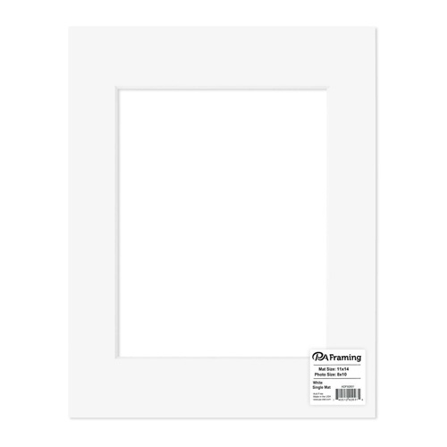 PA Framing Photo Mat Board - 11 x 14" Frame, 8 x 10" Window - White