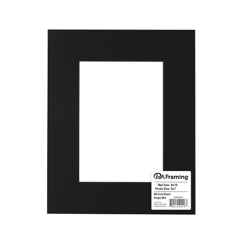 PA Framing Photo Mat Board - 8 x 10" Frame, 5 x 7" Window - Black