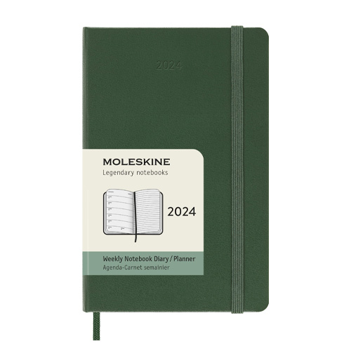 Moleskine 2024 Weekly 12-month Planner - Large, Softcover, Green