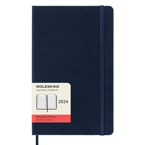Moleskine 2024 Daily 12-month Planner - Large, Softcover, Blue 