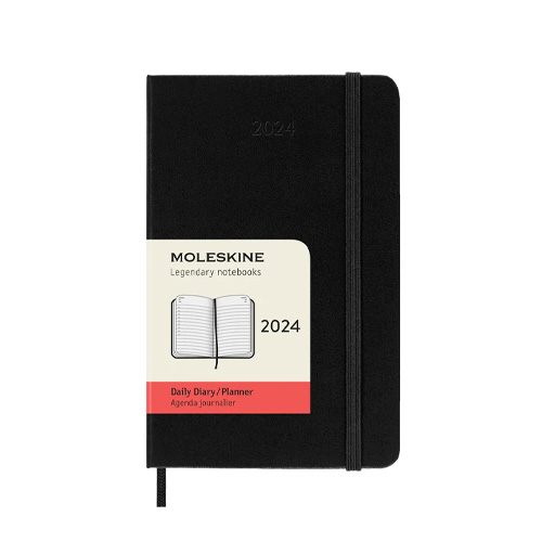Moleskine 2024 Daily 12-month Planner - Pocket, Hardcover, Black