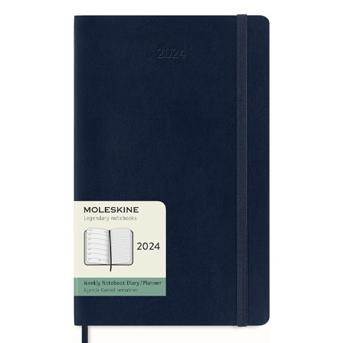 Moleskine 2024 Weekly 12-month Planner - Large, Softcover, Blue