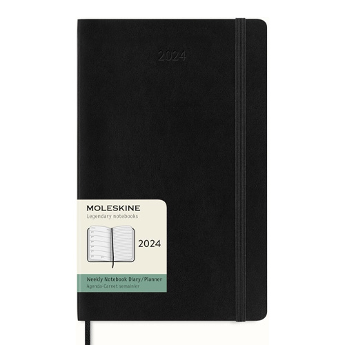 Moleskine 2024 Weekly 12-month Planner - Large, Softcover, Black